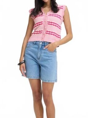 NEW B.YOUNG striped slipover top in parfait pink